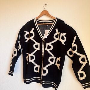 PRETTY GARDEN knit cardigan sweater casual long sleeve new with tag XL GRANDMA